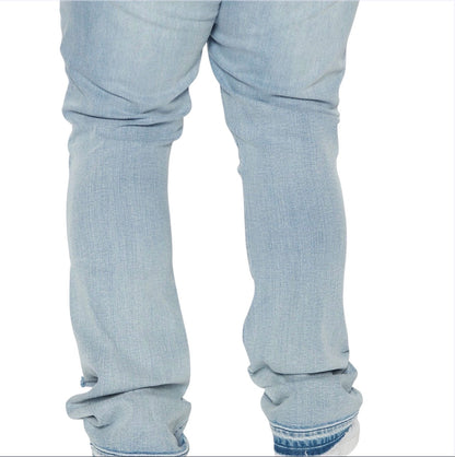 Through It Ripped Skinny Flared Jeans Vintage Blue Wash
