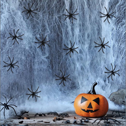 Jsdoin Halloween Spider Web Decoration 60g | 30 Fake Spiders Included