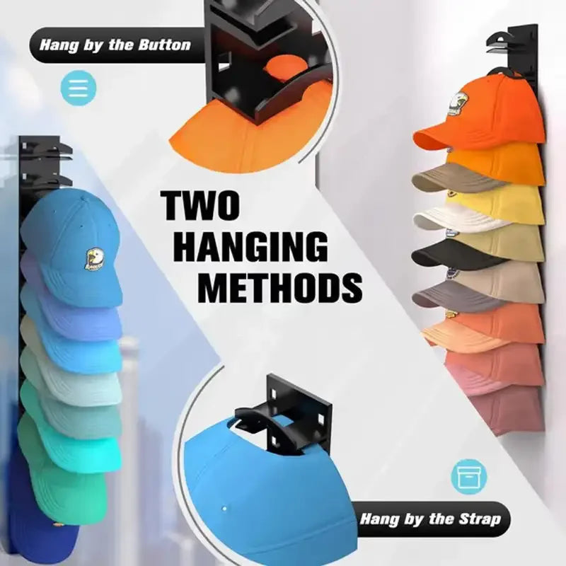 Hat Rack for Baseball Caps Multifunctional Storage Wall Cap Hanger Storage Cap Organizer Hat Holder for Door Closet