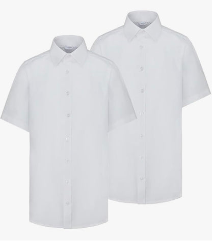 Trutex Boys’ White Short Sleeve School Shirts 2 Pack