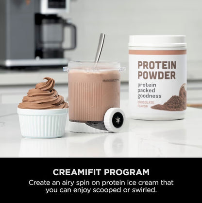 CREAMi Scoop and Swirl Ice Cream Machine with 2x Tubs, 13 Functions, Makes Ice Cream, Soft Serve, Gelato, Sorbet, Milkshakes and More, Mix-In Option, Stone Gold, NC701UKSTGD