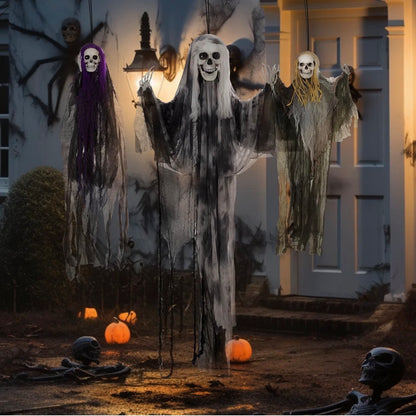 HOMCOM Hanging Skeleton Halloween Decorations Set of 3 90/110/170cm