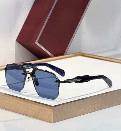 Square Sunglasses Double Titanium Frame Refined Business Style High Quality UV400 Unisex Gift