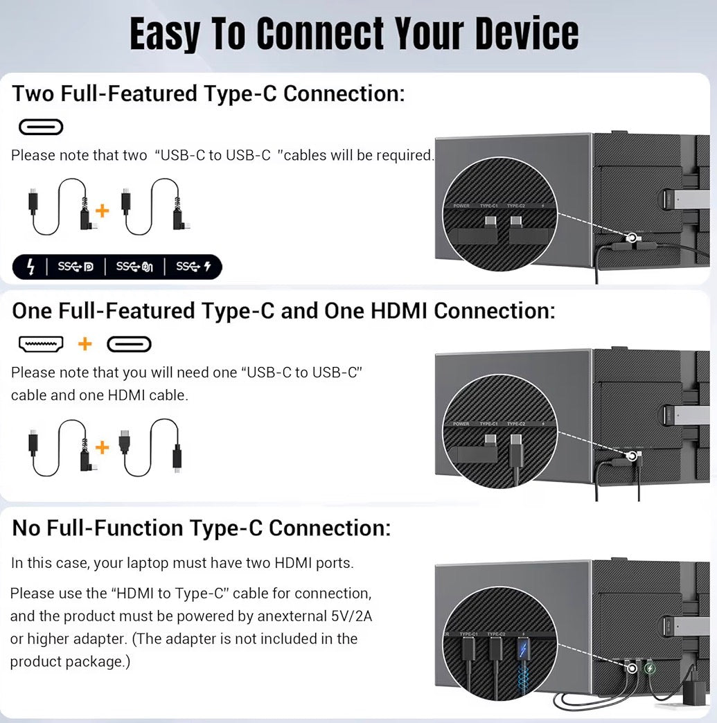 14-inch 1080P Laptop Screen Extender Ultra-Thin IPS Triple Monitor