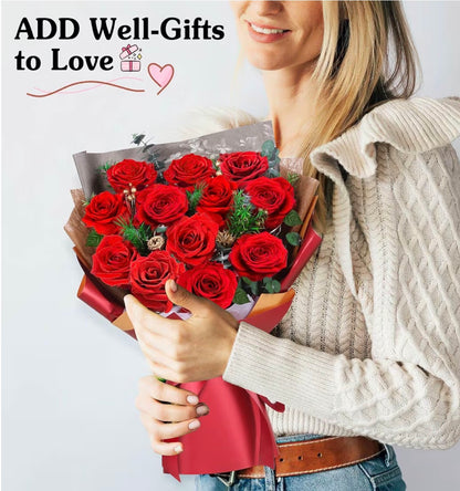 ADDWel 12 Forever Real Roses Bouquet, Fresh Flowers Delivery, Eternal Rose Gifts for Women, Wife, Girlfriend& Mum on Christmas, Valentine's Day, Anniversary& Mother's Day