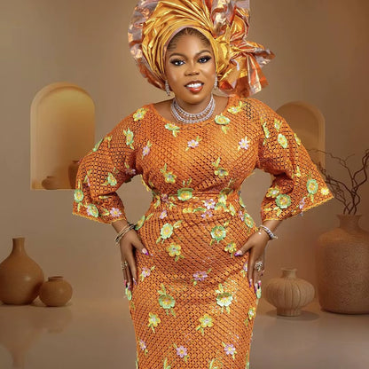 Nigerian 3D Embroidered Water Soluble Lace Fabric 2025 African Guipure Cord Lace Fabric for Sewing Women Dresses Latest 5 Yards