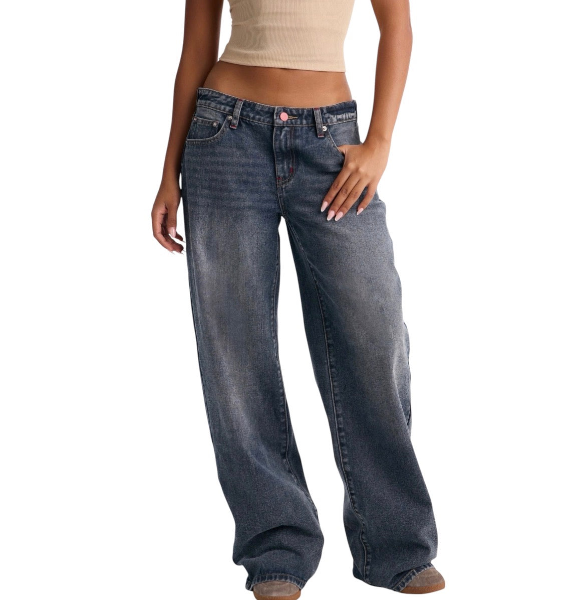 The 412 Low Rise Rigid Wide Leg Jeans Dark Wash