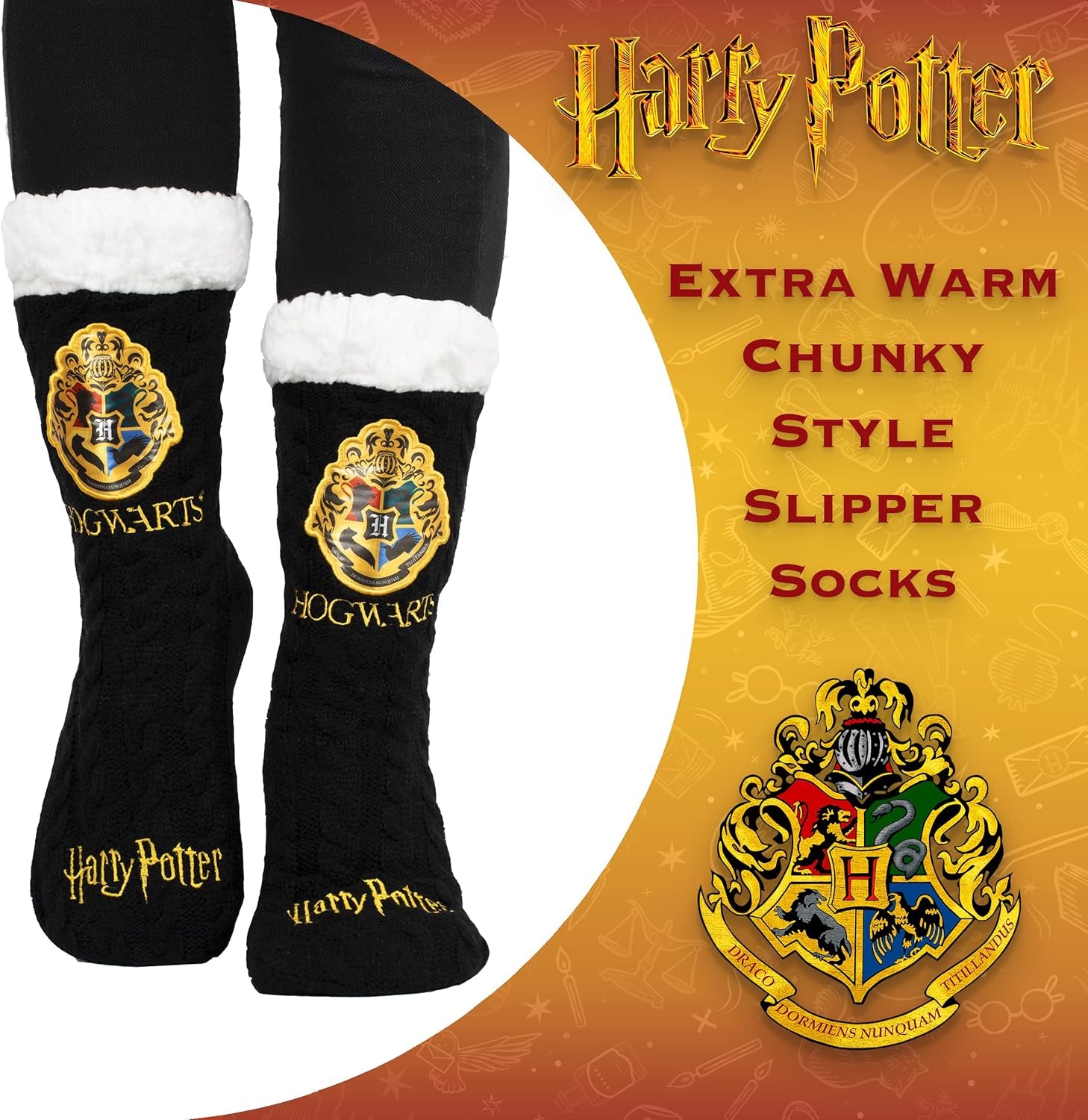 - Women'S Slippery Socks - Burgundy Gryffindor/Black Woolly Bed Socks - One Size Fits Women'S Size 5-8 - Official Merchandise