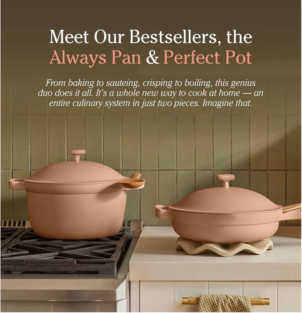 Our Place Cookware Duo - 7-Piece Set Including The Always Pan, Perfect Pot and Spatulas | Multifunctional, Toxin-Free Nonstick | Heat Safe up to 450°F | Oven, Stove, Induction Compatible | Blue Salt