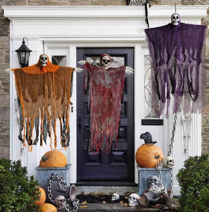 3-Pack Hanging Halloween Ghost Decorations | Bloody Gauze Skeleton Props