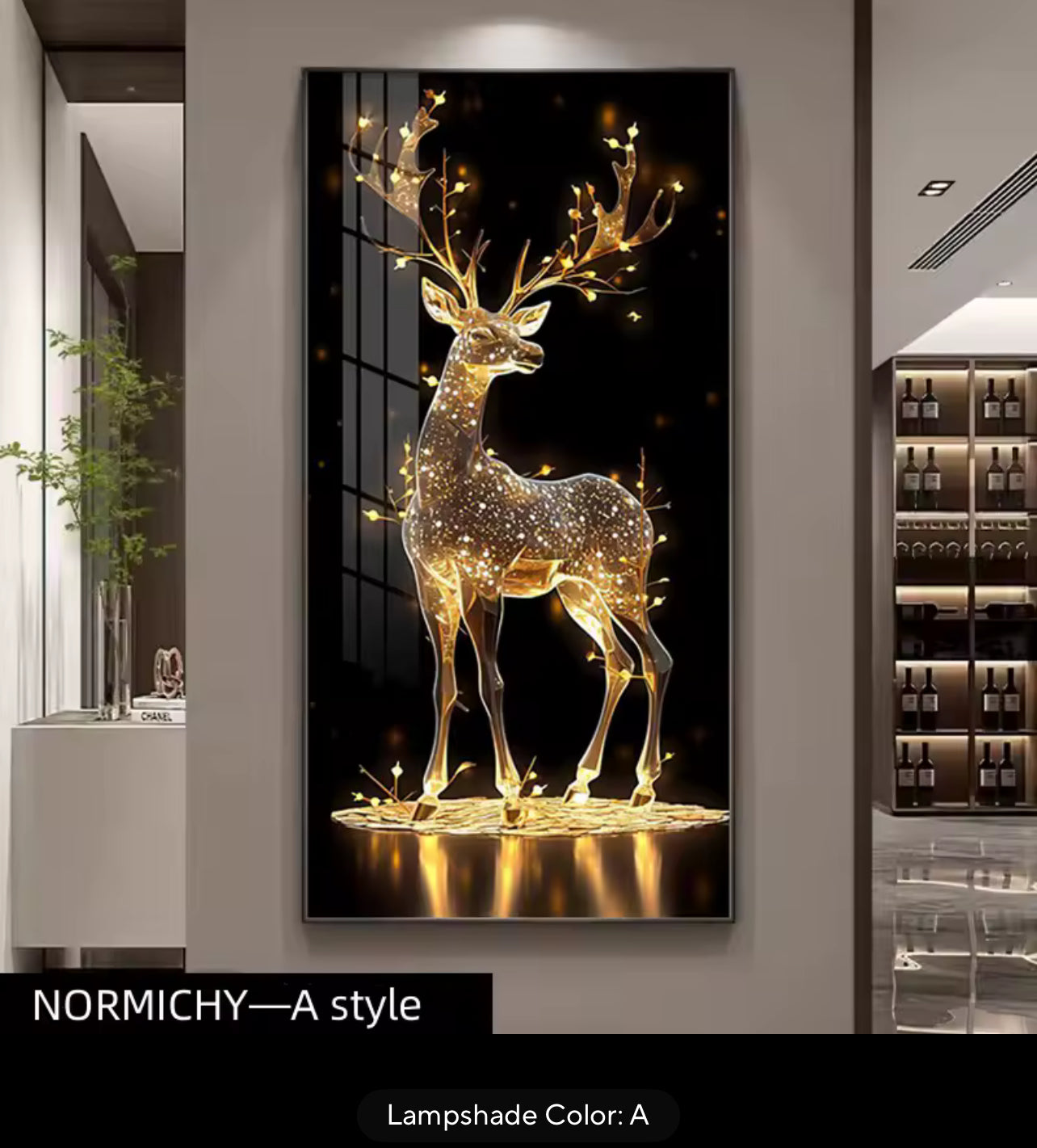 Deer LED Crystal Porcelain Wall Lamp – Artistic Wall Light for Interior Elegance