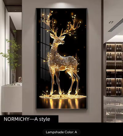 Deer LED Crystal Porcelain Wall Lamp – Artistic Wall Light for Interior Elegance