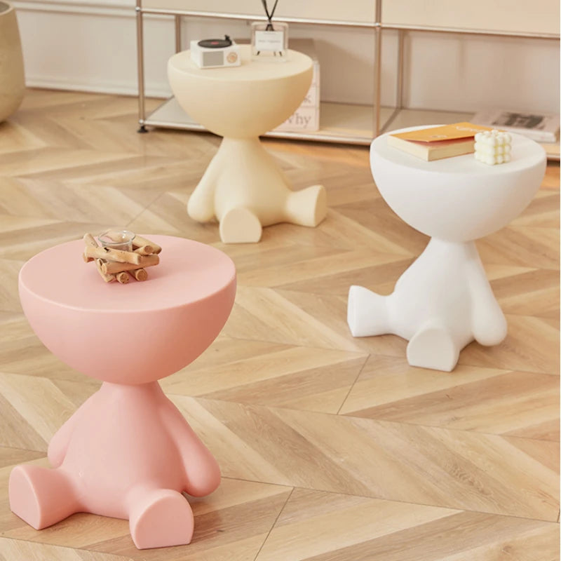 INS Cream Wind Coffee Table Nordic Plastic Sofa Side Tables Bedroom Bedside Tables Living Room Furniture round Small Low Stool