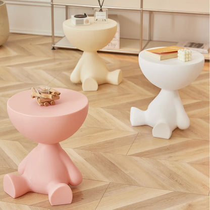 INS Cream Wind Coffee Table Nordic Plastic Sofa Side Tables Bedroom Bedside Tables Living Room Furniture round Small Low Stool