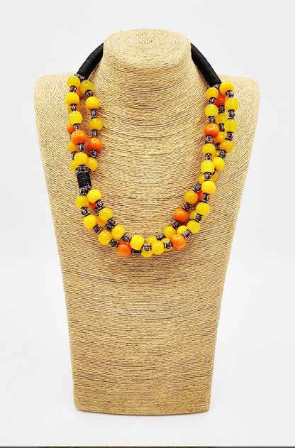 Mwinda Orange Glass Handmade Necklace