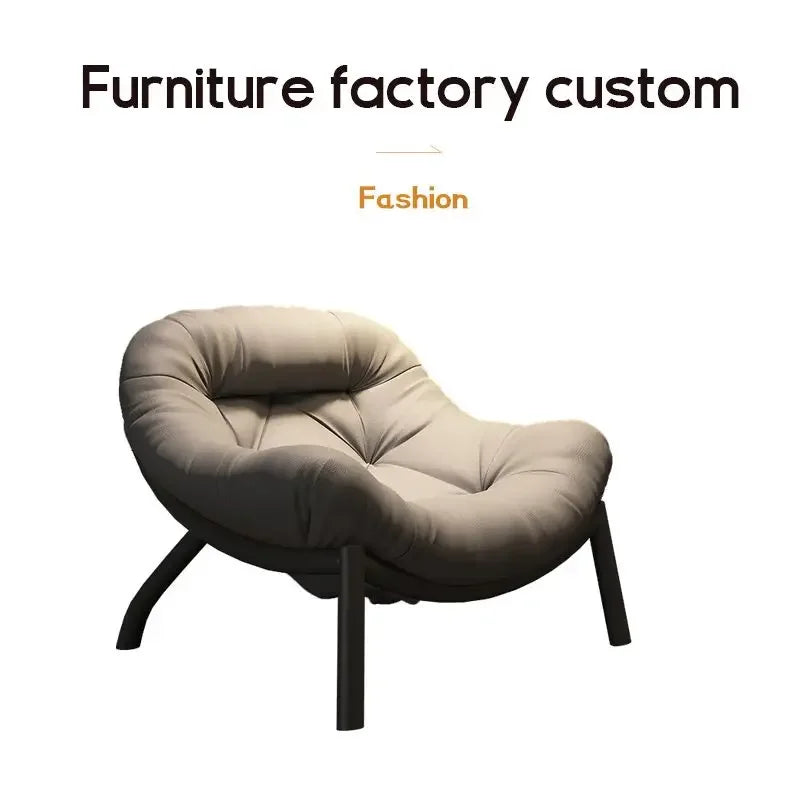 Lazy Cowhide High Rebound Sofa Chair Single Person Light Luxury Lazy Sofa Chair Italian Minimalist Living Room Leisure Chair