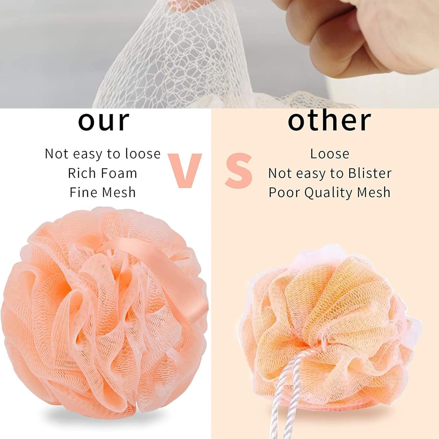 Small Size for Child 4 Pcs Shower Loofah, Soft Body Exfoliating Shower Sponge, Mesh Loofah Body Exfoliating Shower Ball Shower Sponge, Multicolor Skin Cleaning Bath Scrunchies