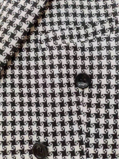 I Finelong Fashionable Casual Houndstooth Patterned Suit Jacket for Men, Suitable for Commuting and Going Out