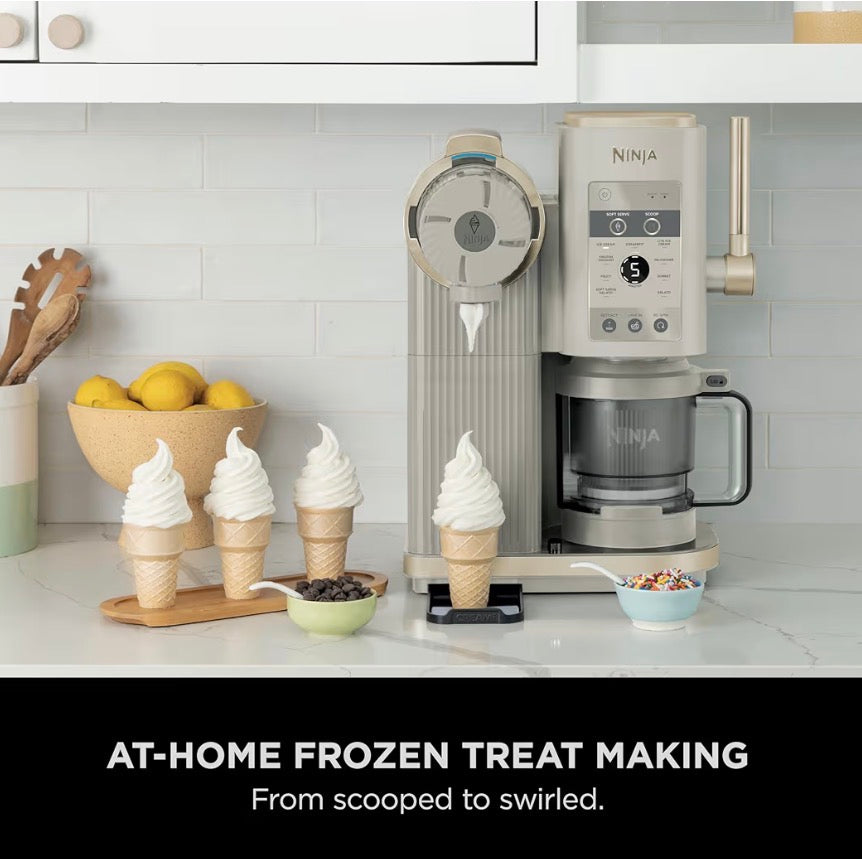 CREAMi Scoop and Swirl Ice Cream Machine with 2x Tubs, 13 Functions, Makes Ice Cream, Soft Serve, Gelato, Sorbet, Milkshakes and More, Mix-In Option, Stone Gold, NC701UKSTGD