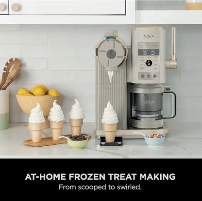 CREAMi Scoop and Swirl Ice Cream Machine with 2x Tubs, 13 Functions, Makes Ice Cream, Soft Serve, Gelato, Sorbet, Milkshakes and More, Mix-In Option, Stone Gold, NC701UKSTGD