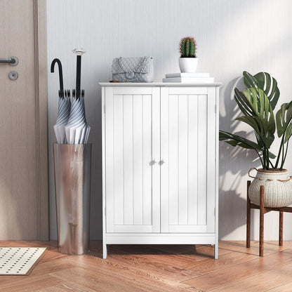 Double Door Bathroom Floor Cabinet with Adjustable Shelving