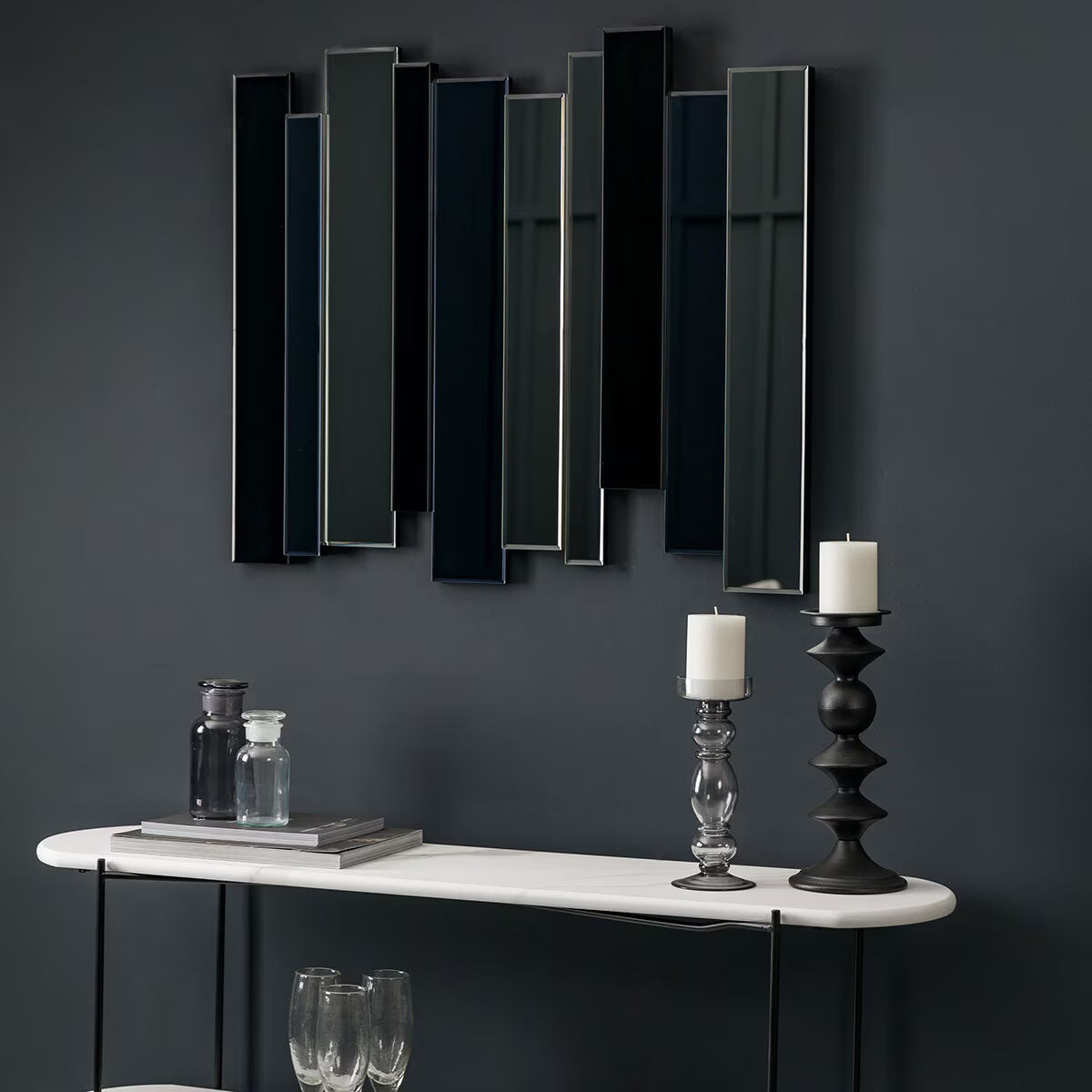 Sophisticated Duval Grey Smoked Mirror - Art-Deco Elegance, 70 x 80 cm