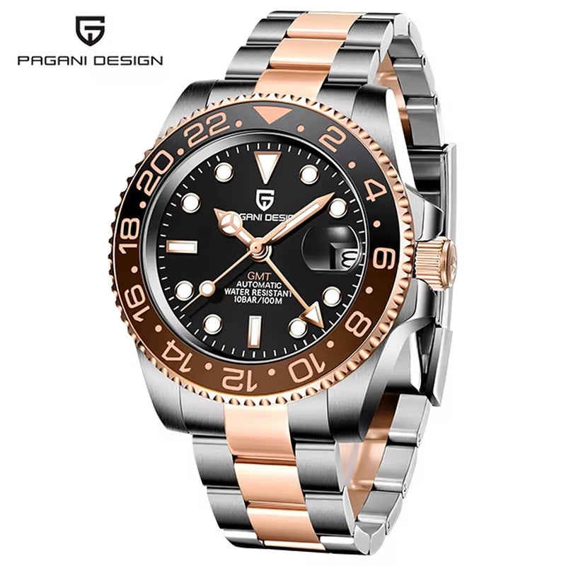 Top Brand Men Mechanical Wristwatches Luxurys Ceramic Bezel GMT Watches Automatic 100M Waterproof Watch for Men