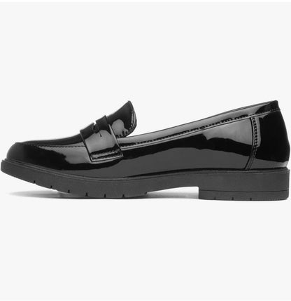 Lilley Women’s Black Patent Slip-On Loafer Shoes