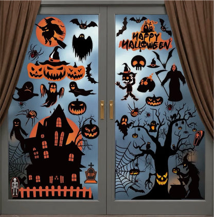 8 Sheets Reusable Halloween Window Stickers – Bats, Ghosts & Pumpkins | Minja Superstore