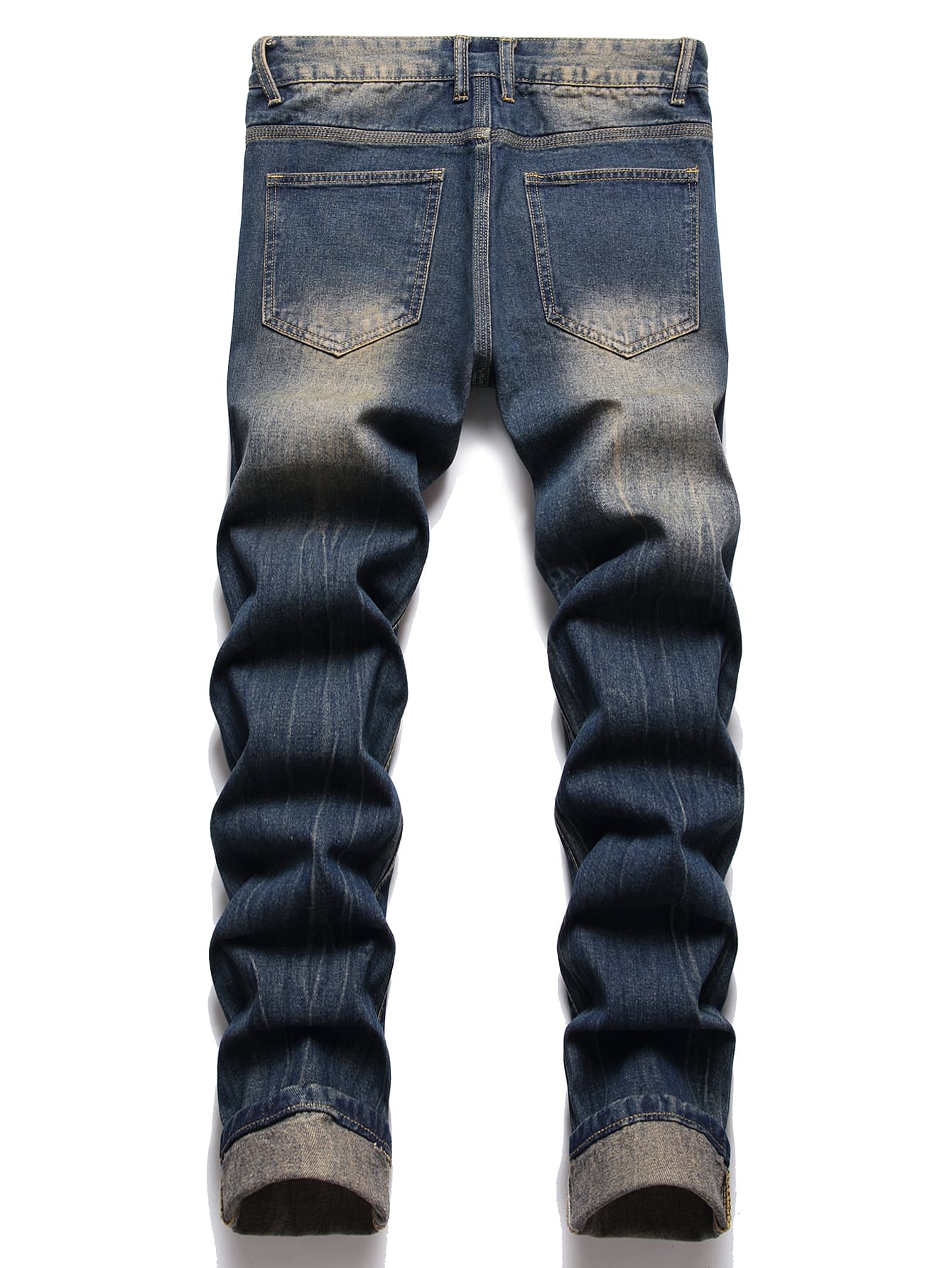 Men Cartoon & Letter Patched Detail Ripped Frayed Jeans