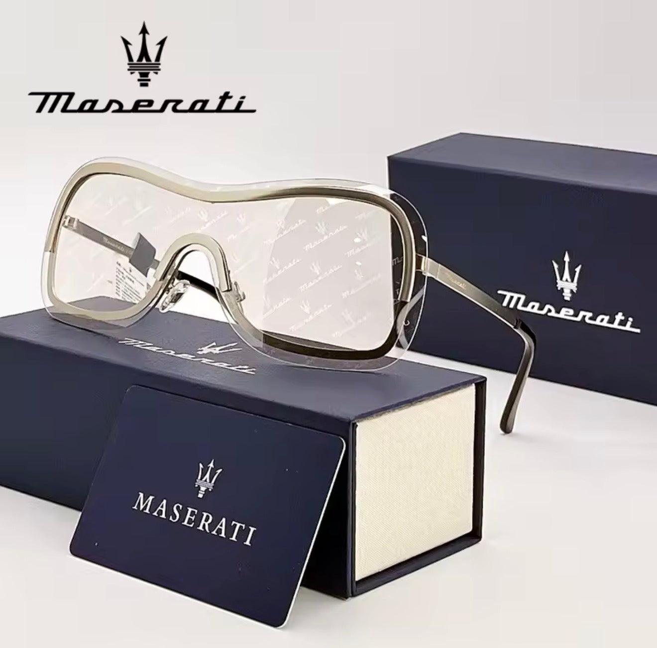 MASERATI Sunglasses New Fashion goggles Stylish Unframed Metal rimmed Shades for Men Women Cool Pose Trendy Design 10785
