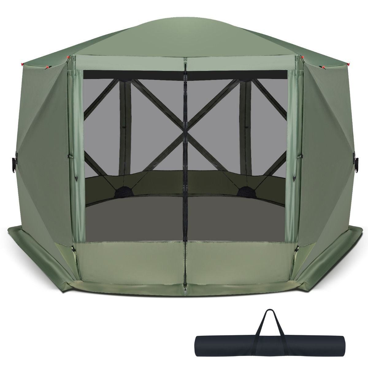 6-Sided Instant Setup Camping Gazebo with Portable Carrying Bag