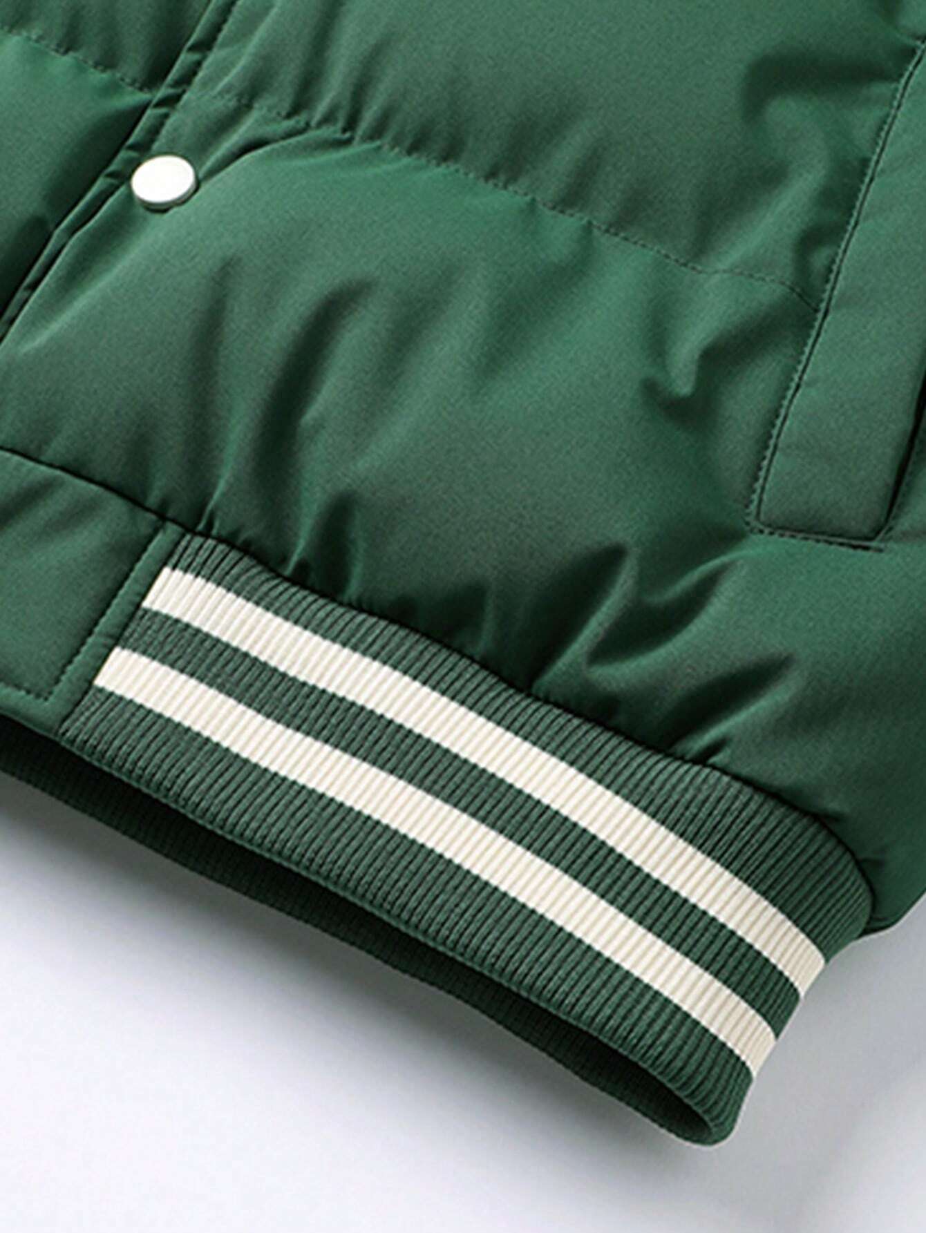 Men'S New Patchwork Baseball Jacket Embroidery Thick Outerwear with Detachable Hood