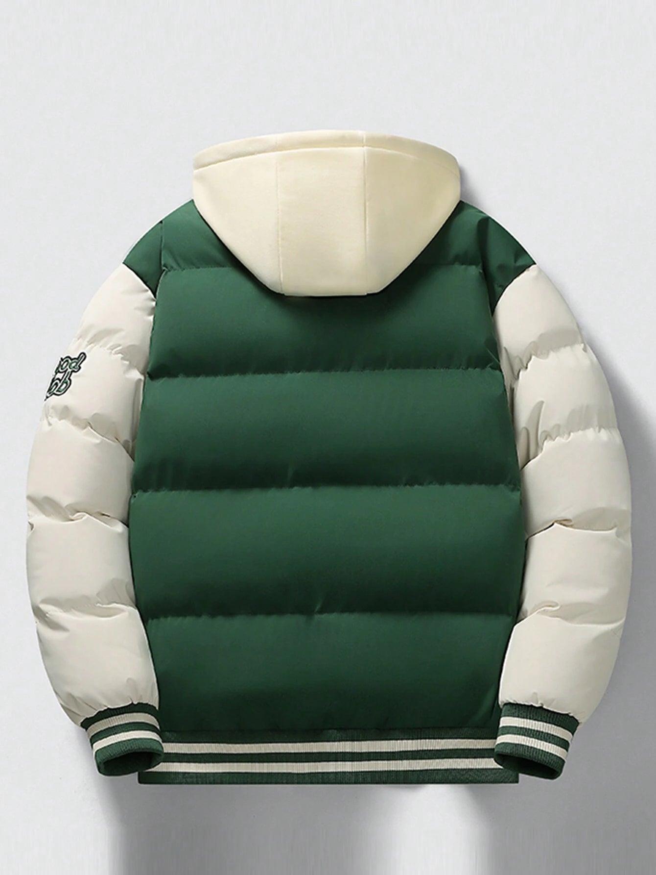 Men'S New Patchwork Baseball Jacket Embroidery Thick Outerwear with Detachable Hood