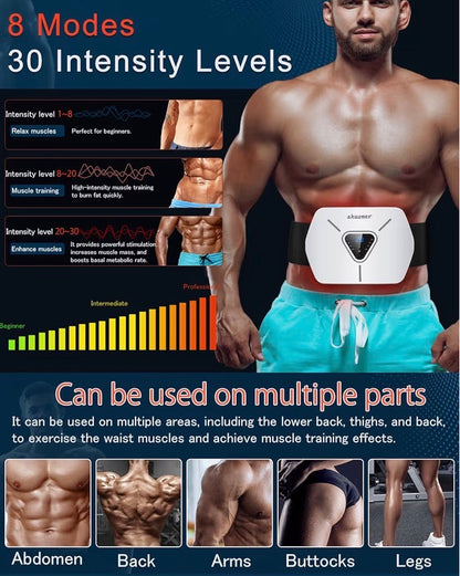 EMS 3D All-in-One ABS Trainer Muscle Stimulator 8 Modes 30 Levels