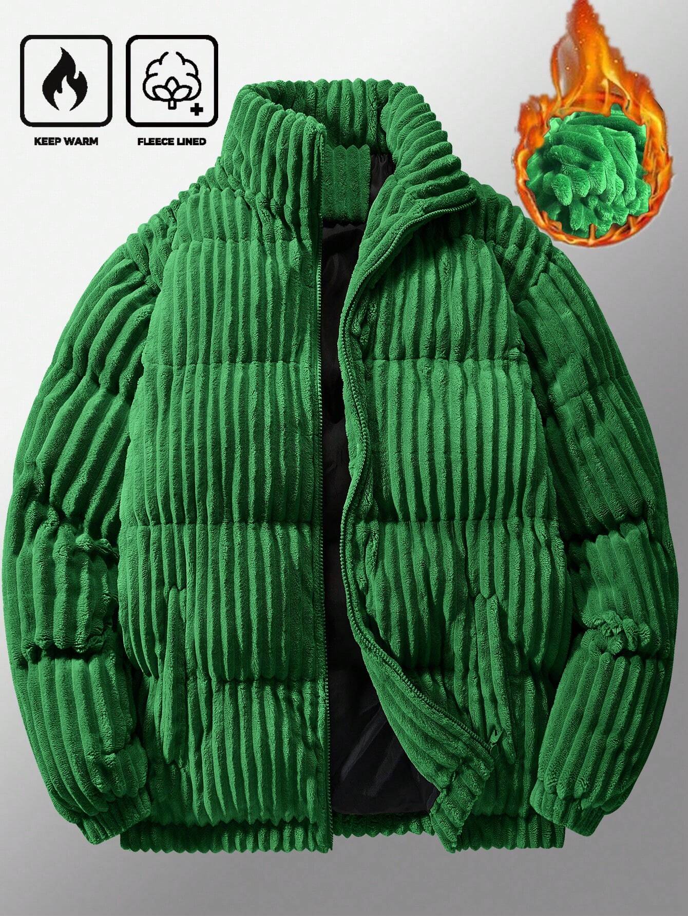Manfinity Homme Extra Loose Fit Men'S Corduroy Zip up Jacket