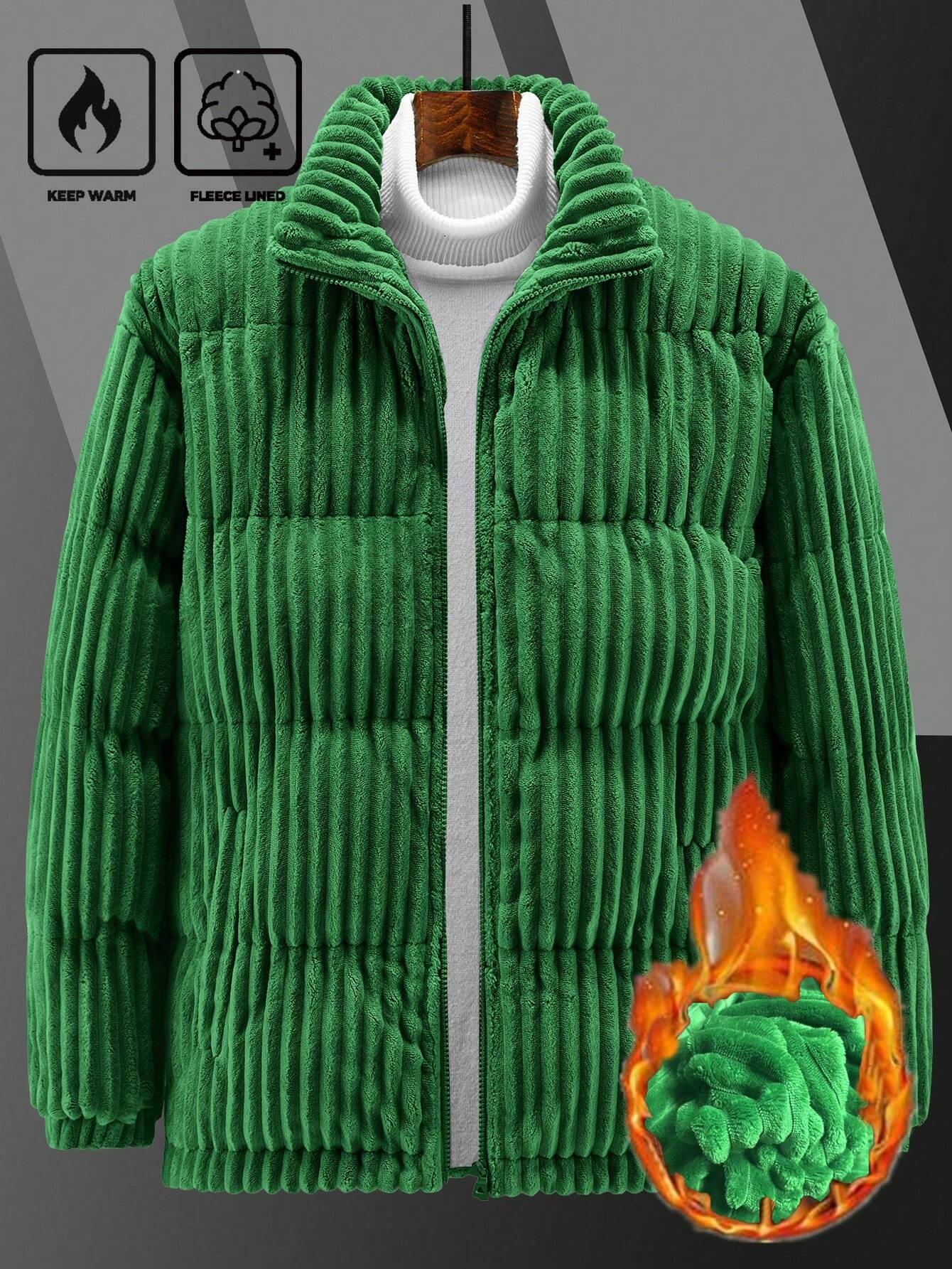 Manfinity Homme Extra Loose Fit Men'S Corduroy Zip up Jacket