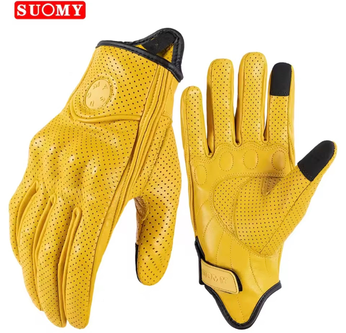 Leather Motorcycle Gloves for Men & Women Touchscreen Retro Riding Gloves