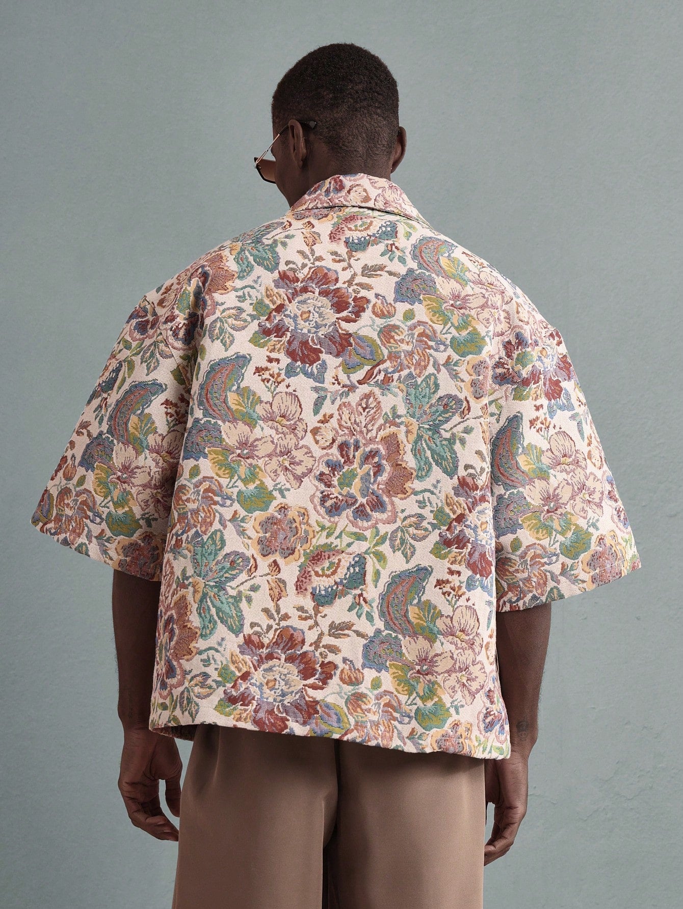 SUMWON Luxury Tapestry Print Button-Up Shirt Boxy Oversized Short Sleeve Summer Festival Casual Designer Relaxed Fit Floral Pattern Resort Wear