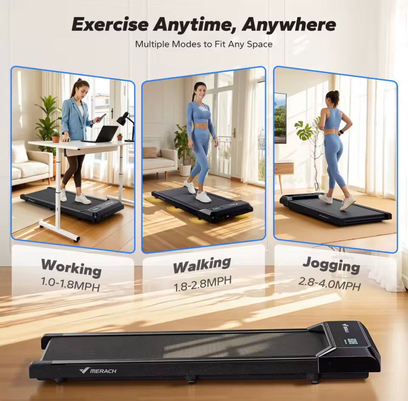 MERACH Walking Pad Under Desk Treadmill for Home Office