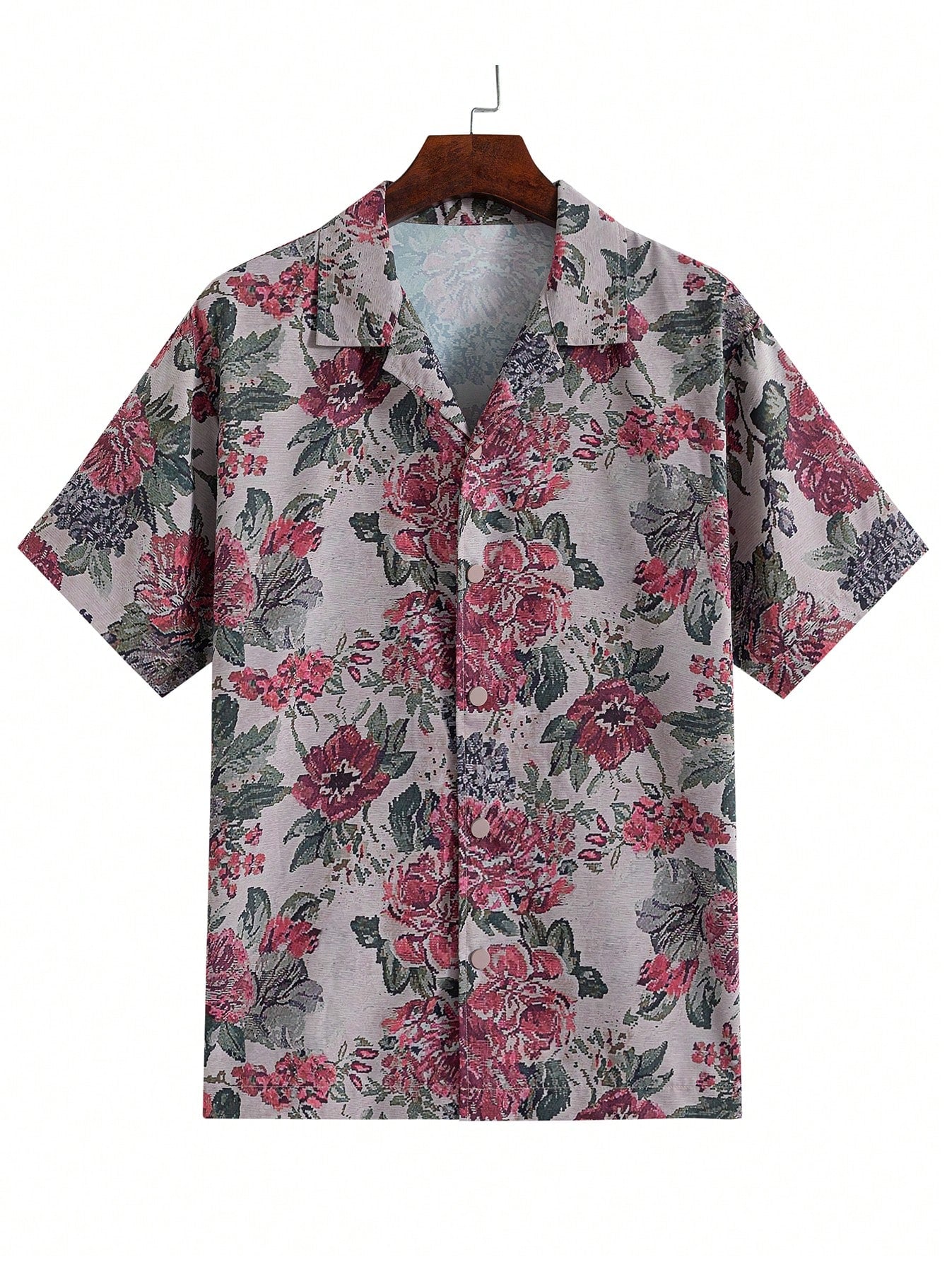 Men'S Floral Allover Print Polo Shirt, Fashion Casual Short Sleeve Top for Summer