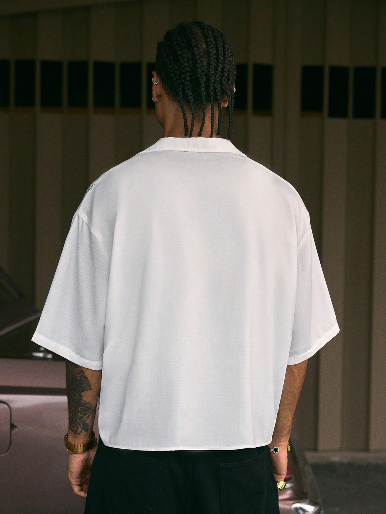 AXEPEAK Short Sleeve Oversized Cropped Digital Print Men'S Summer Holiday White Shirt, Streetwear Style