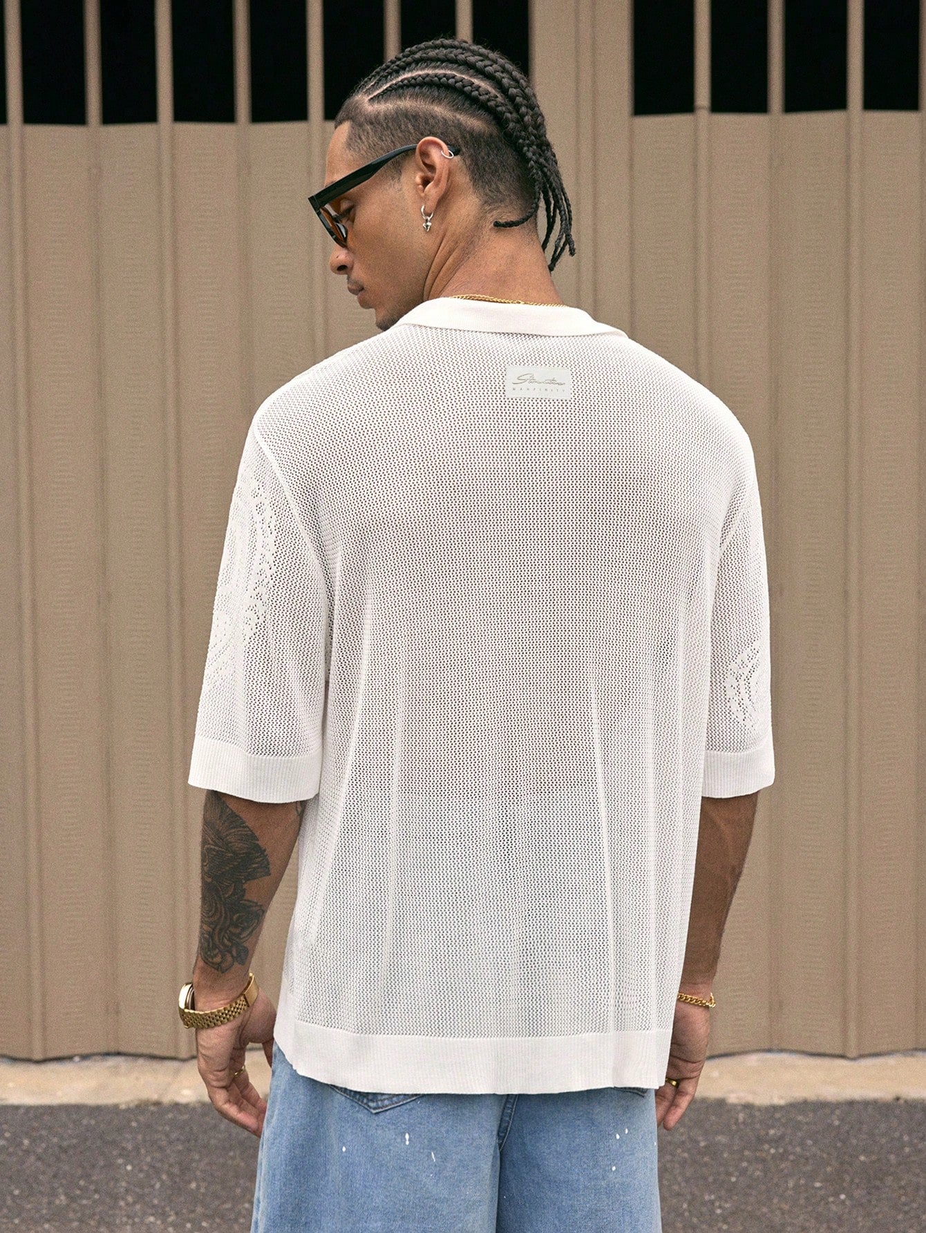 AXEPEAK Fashion Street Style Short Sleeve Loose Fit Men'S Knit Top, Streetwear Ready