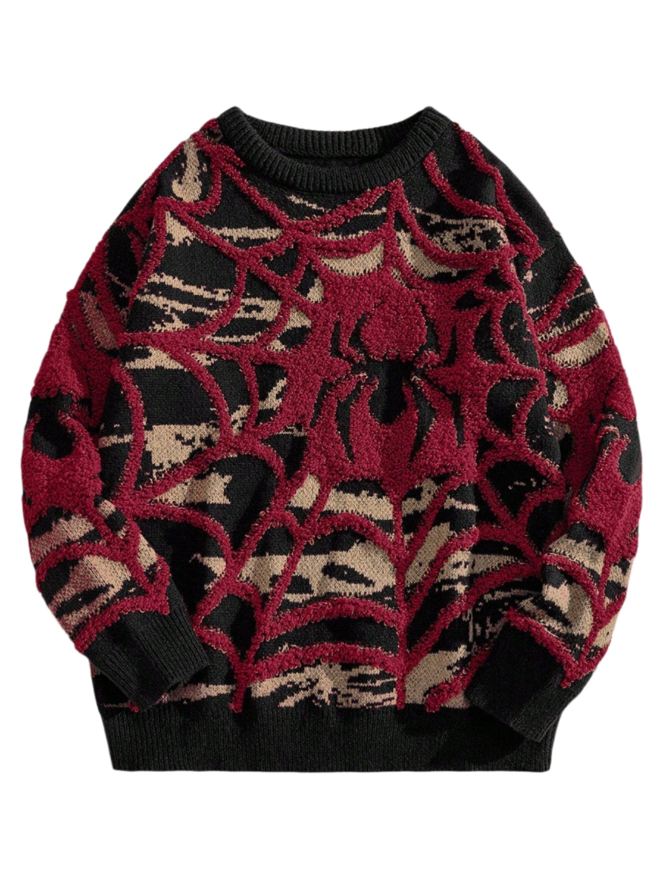 AXEPEAK Men'S round Neck Long Sleeve Graphic Detail Casual Sweater, Streetwear Style