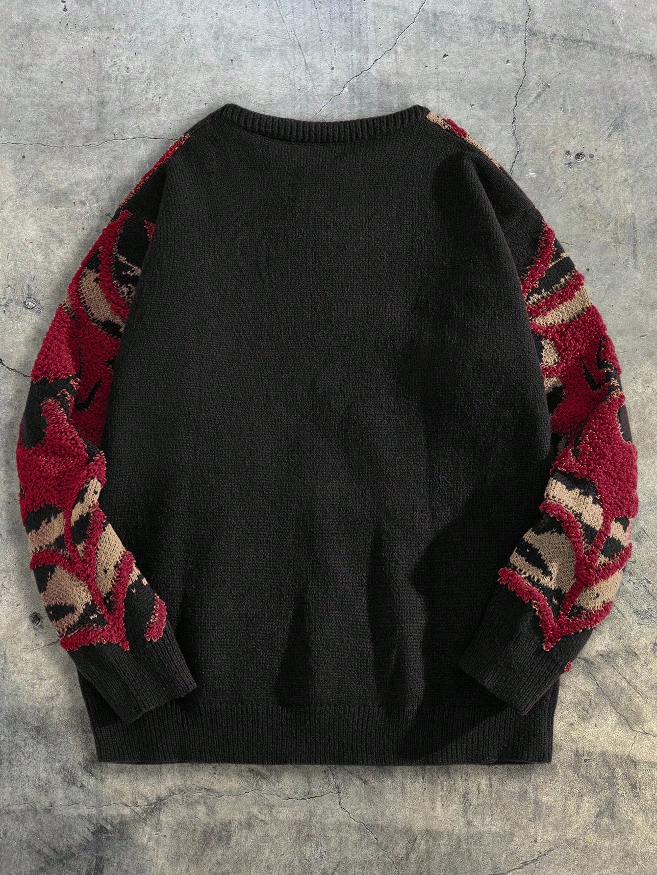 AXEPEAK Men'S round Neck Long Sleeve Graphic Detail Casual Sweater, Streetwear Style