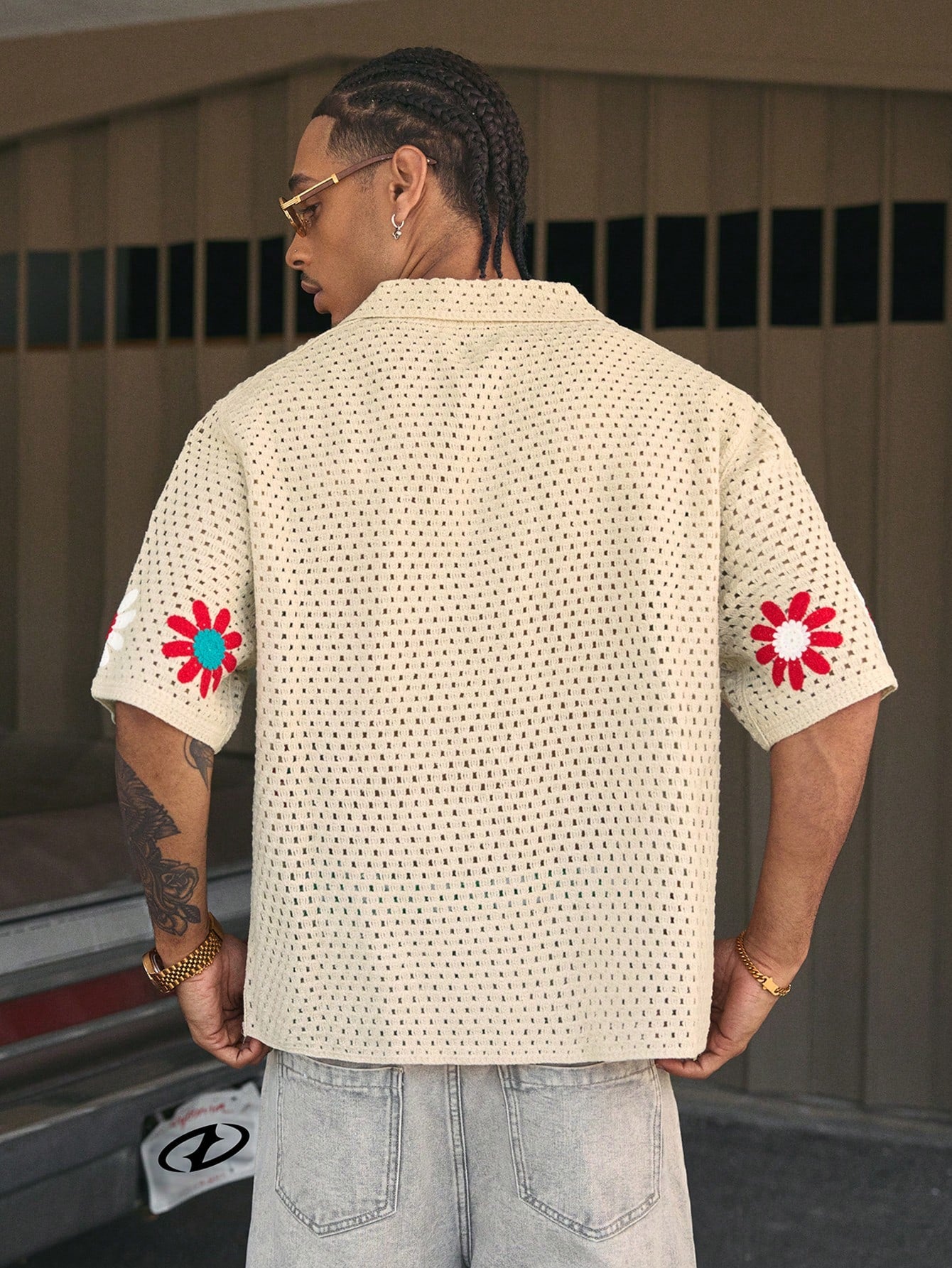 AXEPEAK Colorful Floral Collar Open Cardigan for Men, Streetwear Style