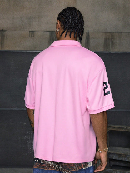 AXEPEAK Men'S Casual Printed Quarter Button Short Sleeve Polo T-Shirt, Summer