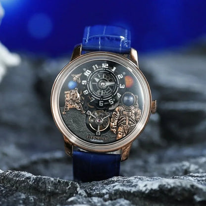 INDU Watch Men New Sace Series Unique Design Three-Dimensional Dial Arabic Numerals Luminous Sahire Mechanical Watch W2101B