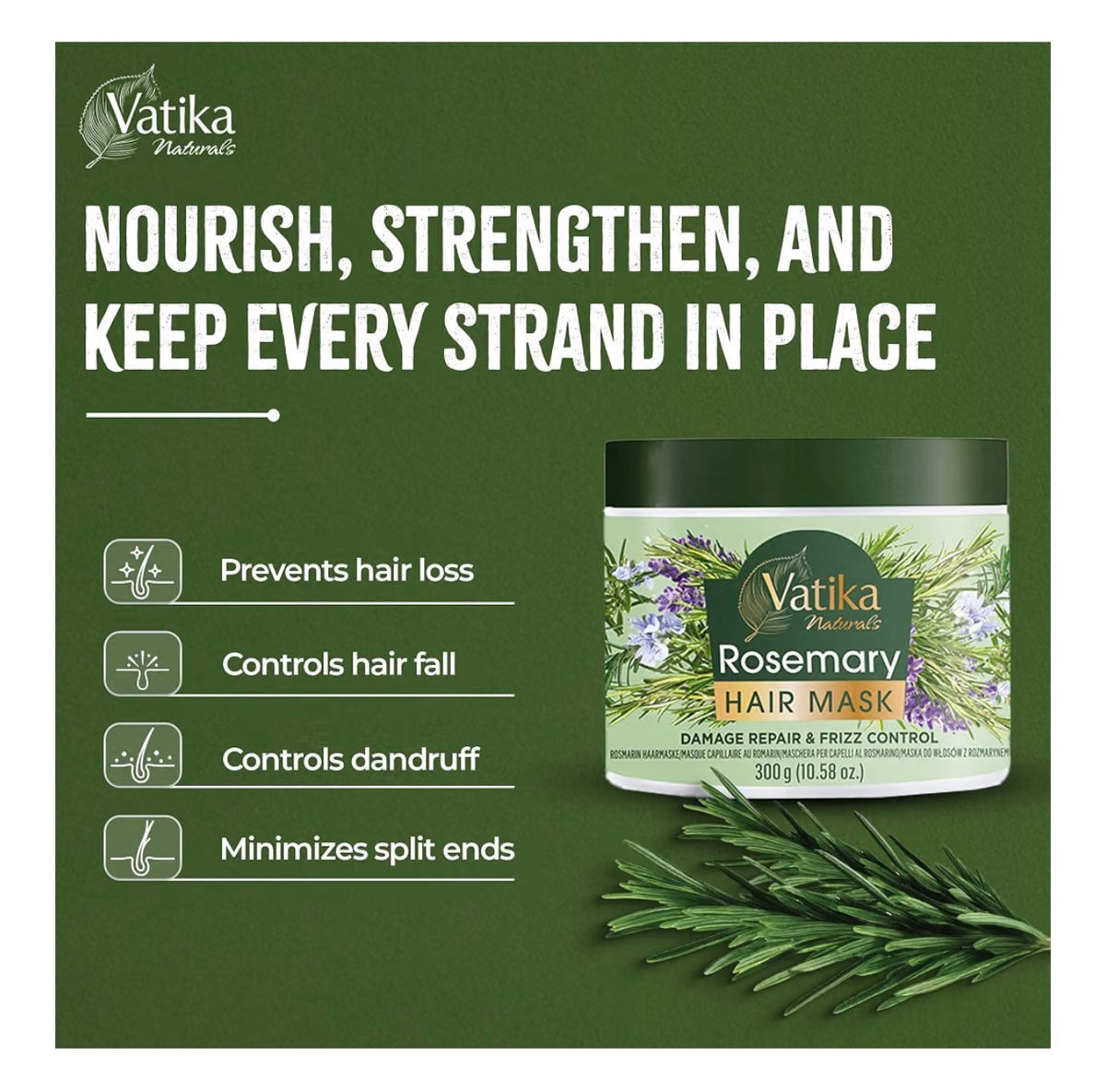 Vatika Rosemary Hair Mask 300ml | Deep Nourishing Hair Treatment