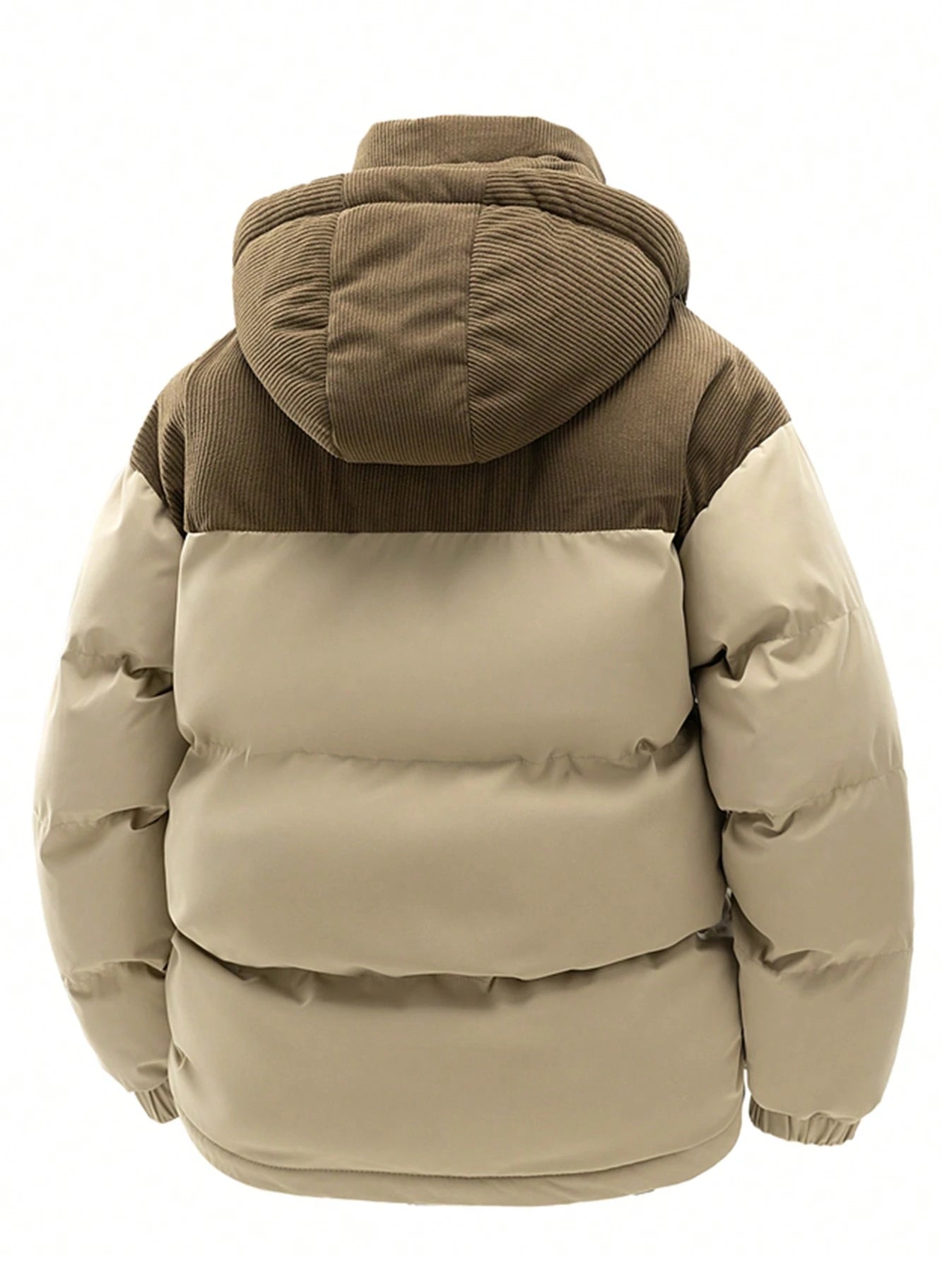 Men'S Autumn/Winter Contrast Color Thickened Warm Hooded Padded Coat